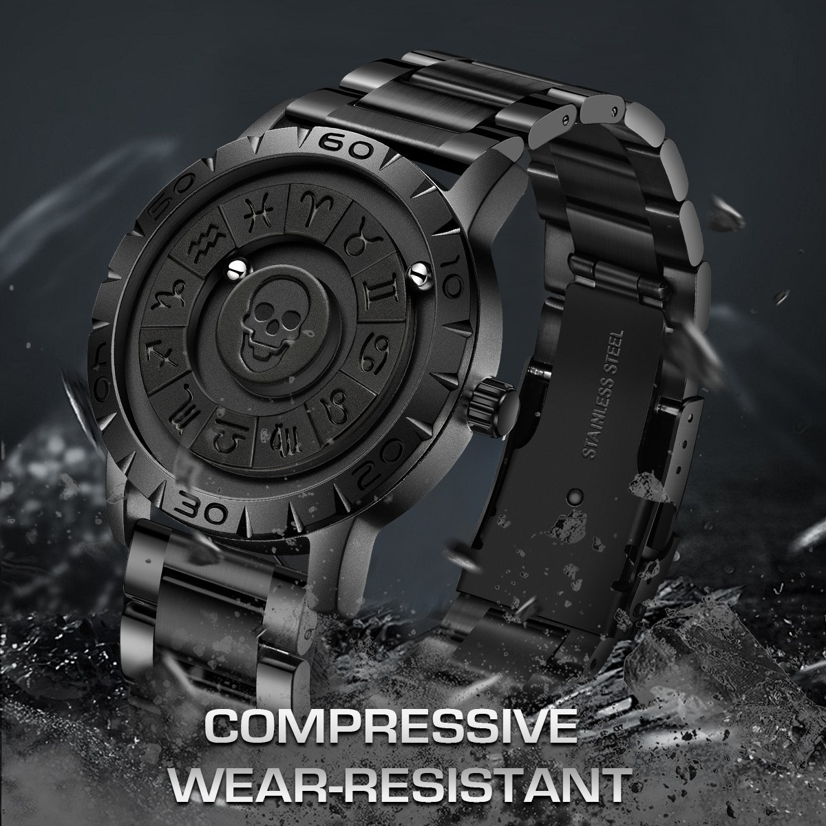 LIGE FOXBOX Men’s Quartz Watch Scrolling Bead Magne Wristwatches 3ATM Waterproof