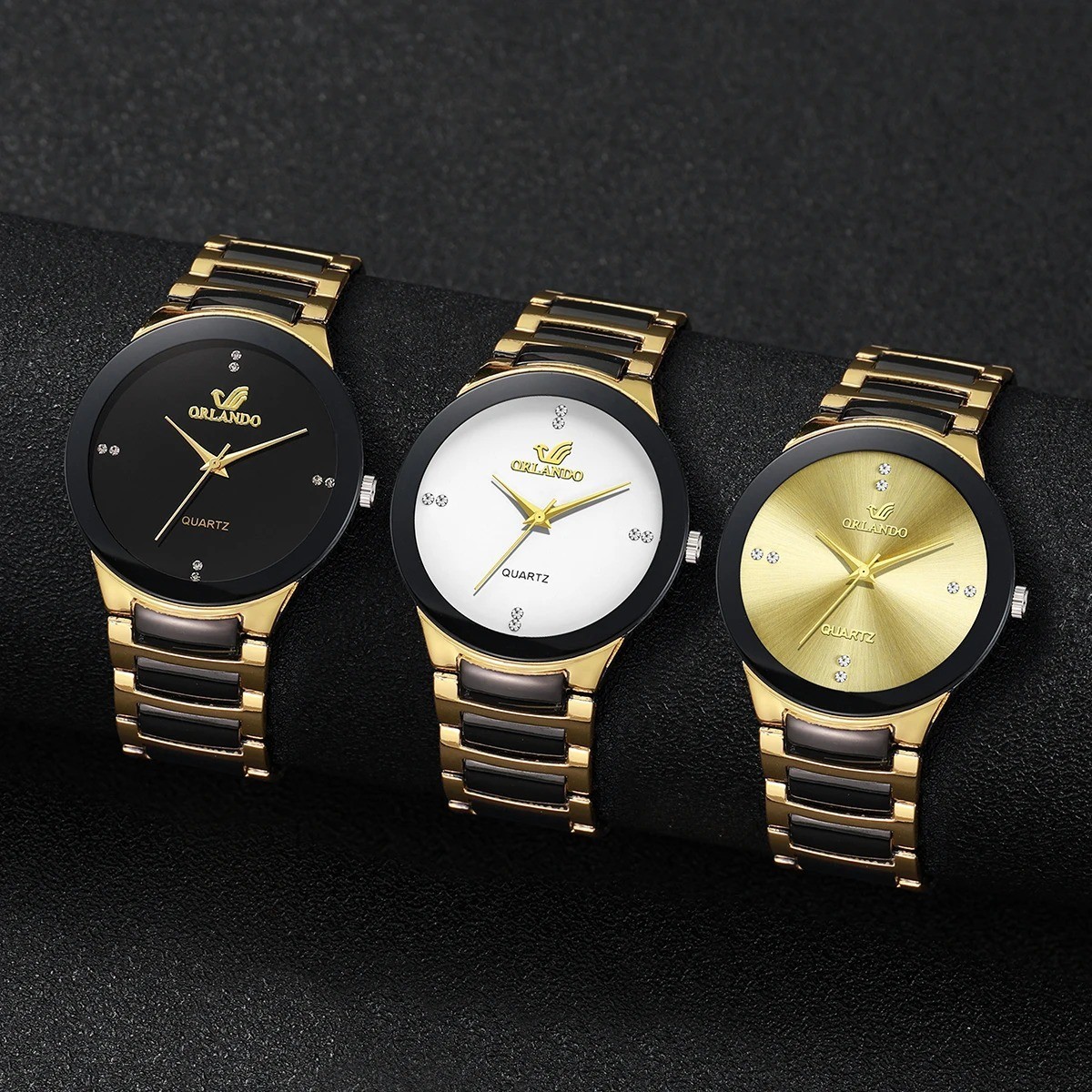 1/3PCS Men Black Steel Watch Quartz Business Fashion Analog Wristwatch USA