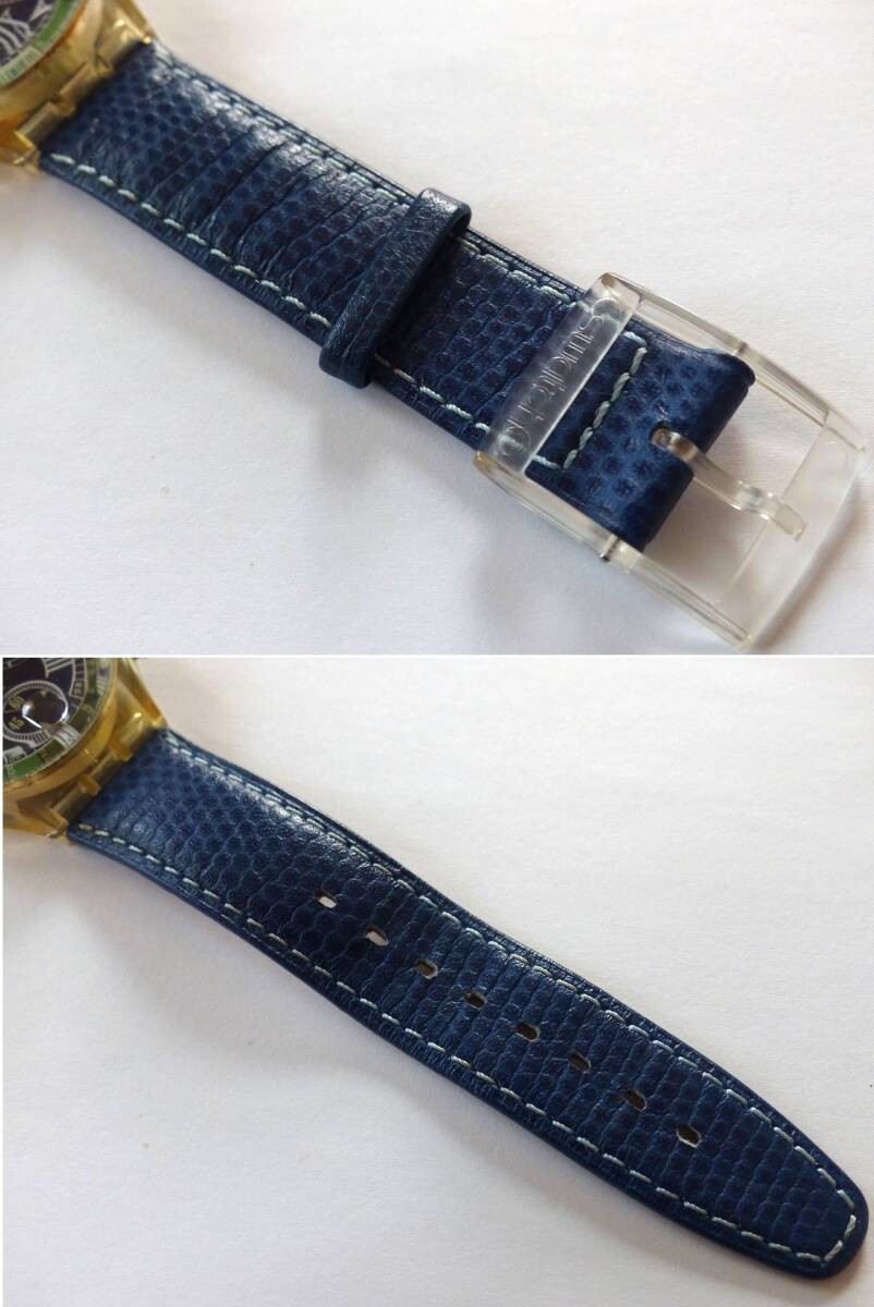 Swatch Chrono SCK404 Blue Function 90s Vintage New Battery Box Manual Working