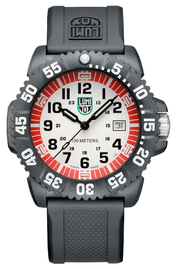 Luminox Sea Lion Carbonox White/Red Dial Rubber Strap Men’s Watch X2.2057