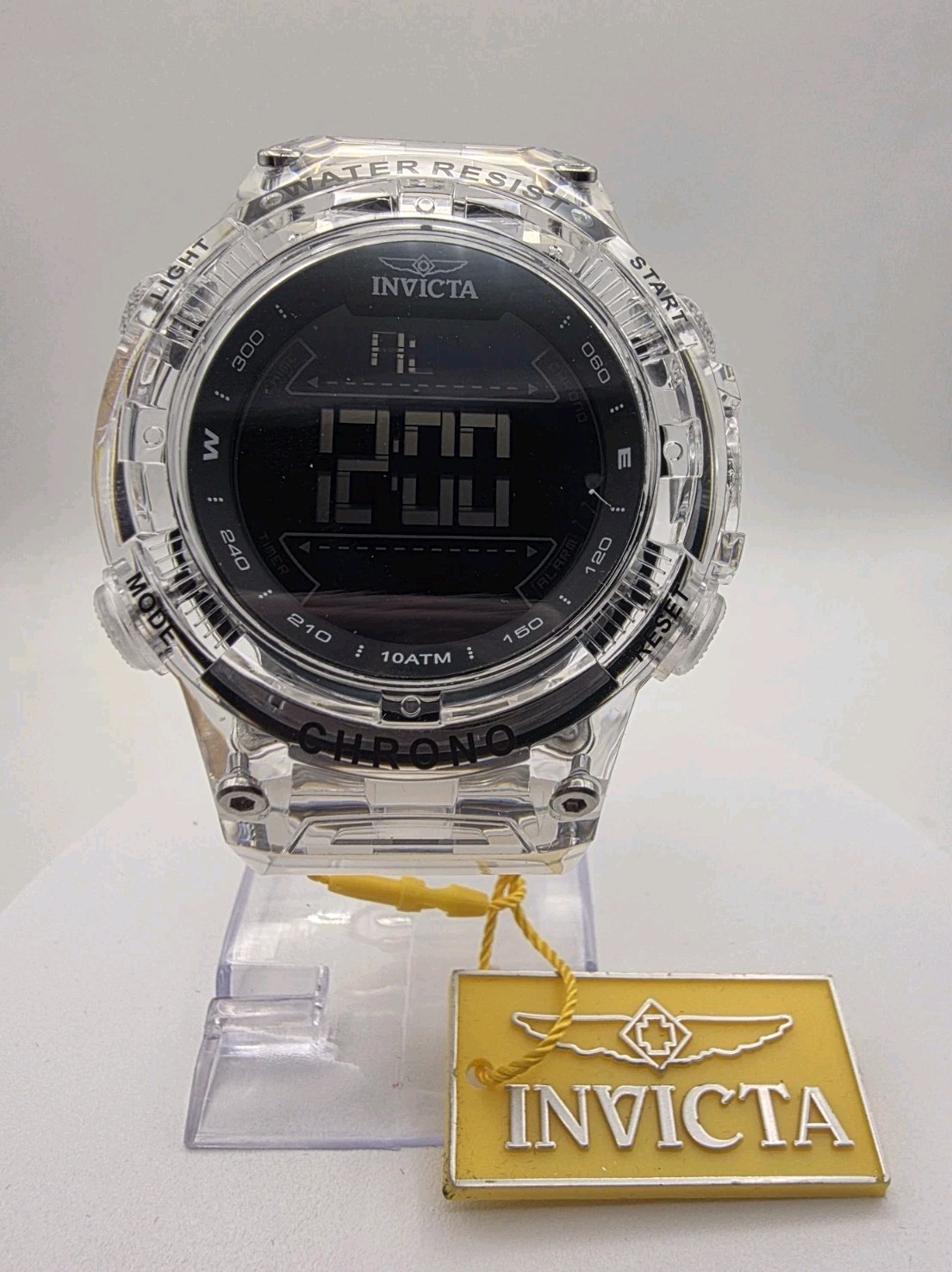 Invicta Transparent Sport Watch Digital Chronograph Clear Plastic 100m 49041