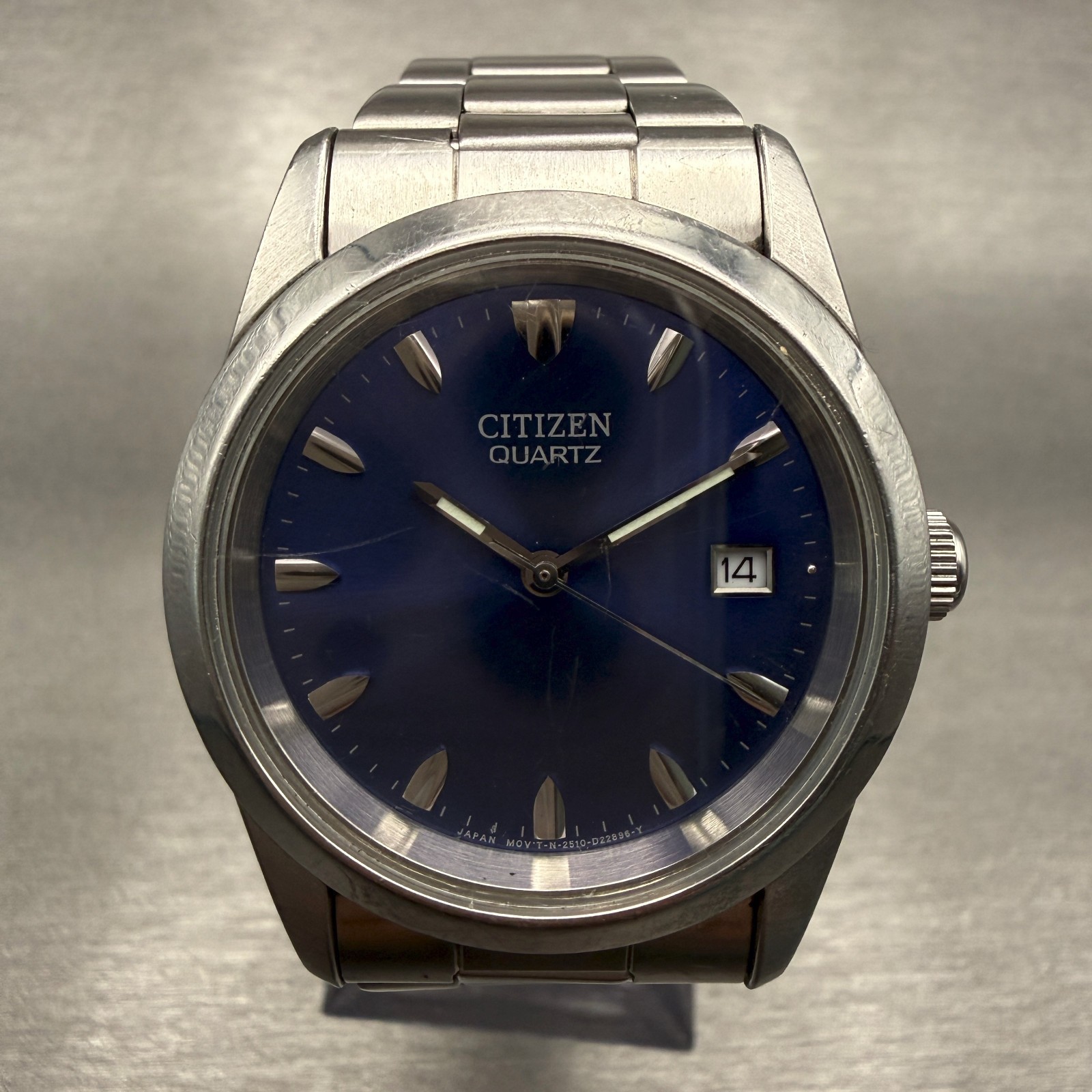 Citizen Watch Men 35mm Blue Dial Silver Tone Date Round 2510-S027845 New Battery