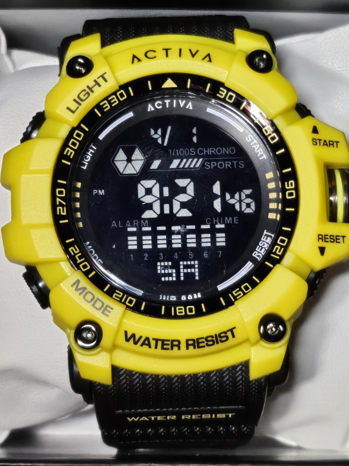 Activa Men’s Digital Quartz Chronograph Alarm Backlight 30m Yellow/Black