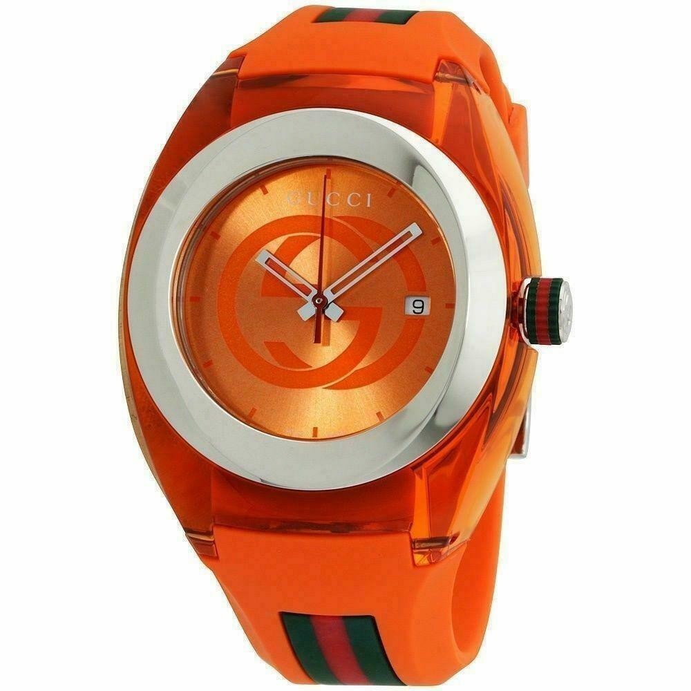 GUCCI XXL 46 MM Watch SYNC Swiss Quartz Orange Rubber YA137108