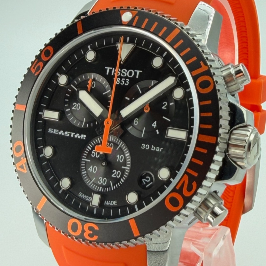 TISSOT Seastar 1000 Chronograph Orange Strap Men’s Watch T120.417.17.051.01
