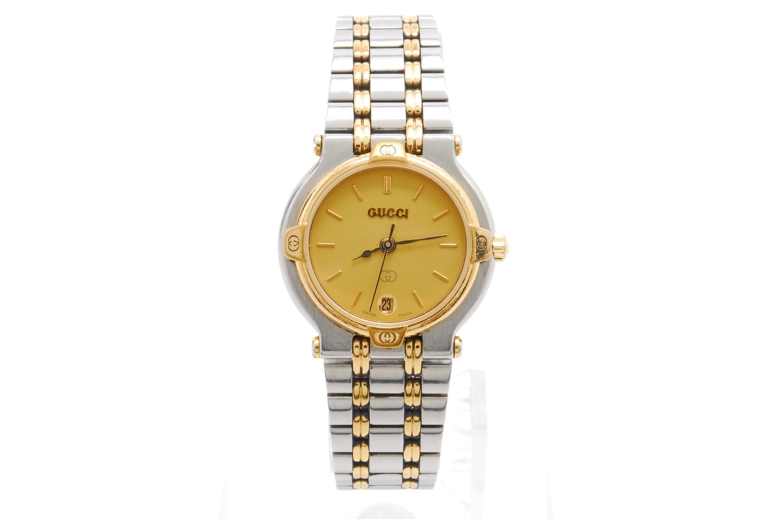 [NEAR MINT] GUCCI 9000L Ivory Dial Gold Date 25mm Quartz Women’s Watch JAPAN