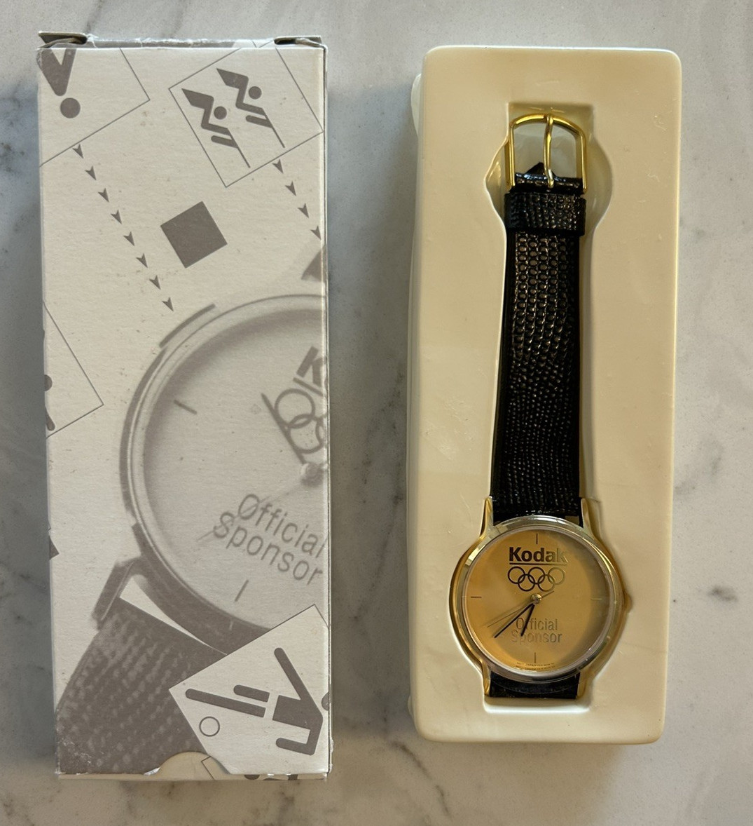 KODAK Official Olympics Sponsor Wrist Watch Vintage Leather Band
