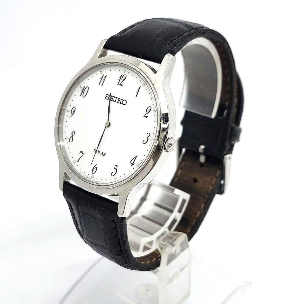 SEIKO Solar Black Watch 36mm Band 24cm From Japan