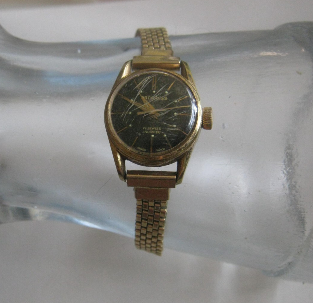 1960s Progress Incabloc Swiss 17 Jewels/Rubis 31mm Wristwatch + Lenox 12K 1/20