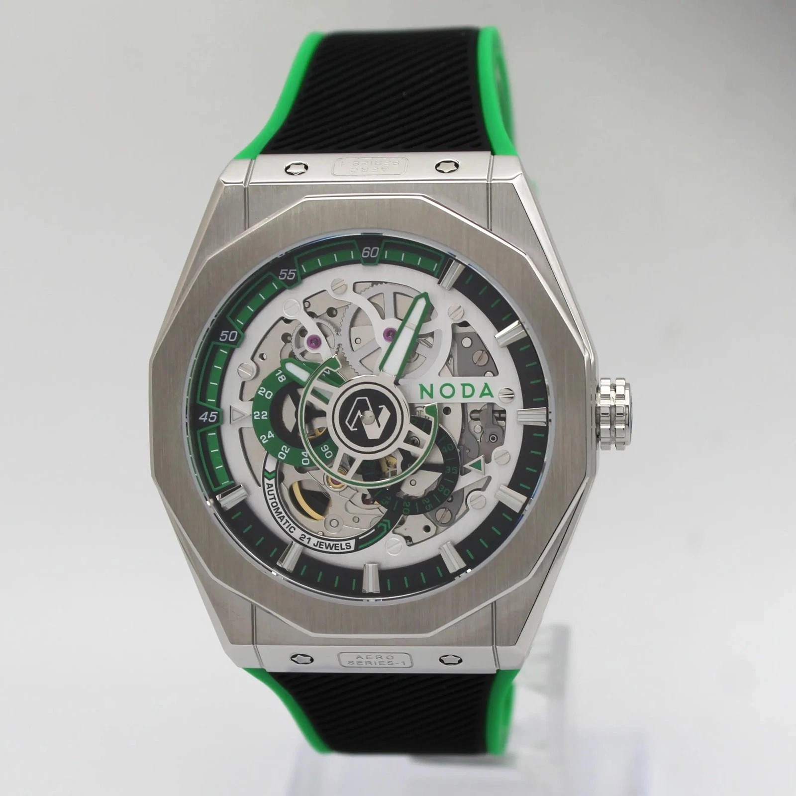 Noda Aero Series-1 43MM Stainless Steel Green Skeleton Dial Automatic Watch