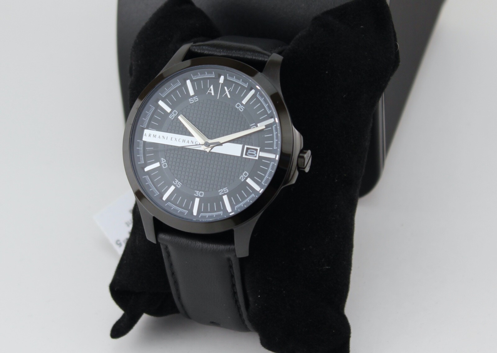 NEW AUTHENTIC ARMANI EXCHANGE HAMPTON BLACK LEATHER MEN’S AX2411 WATCH