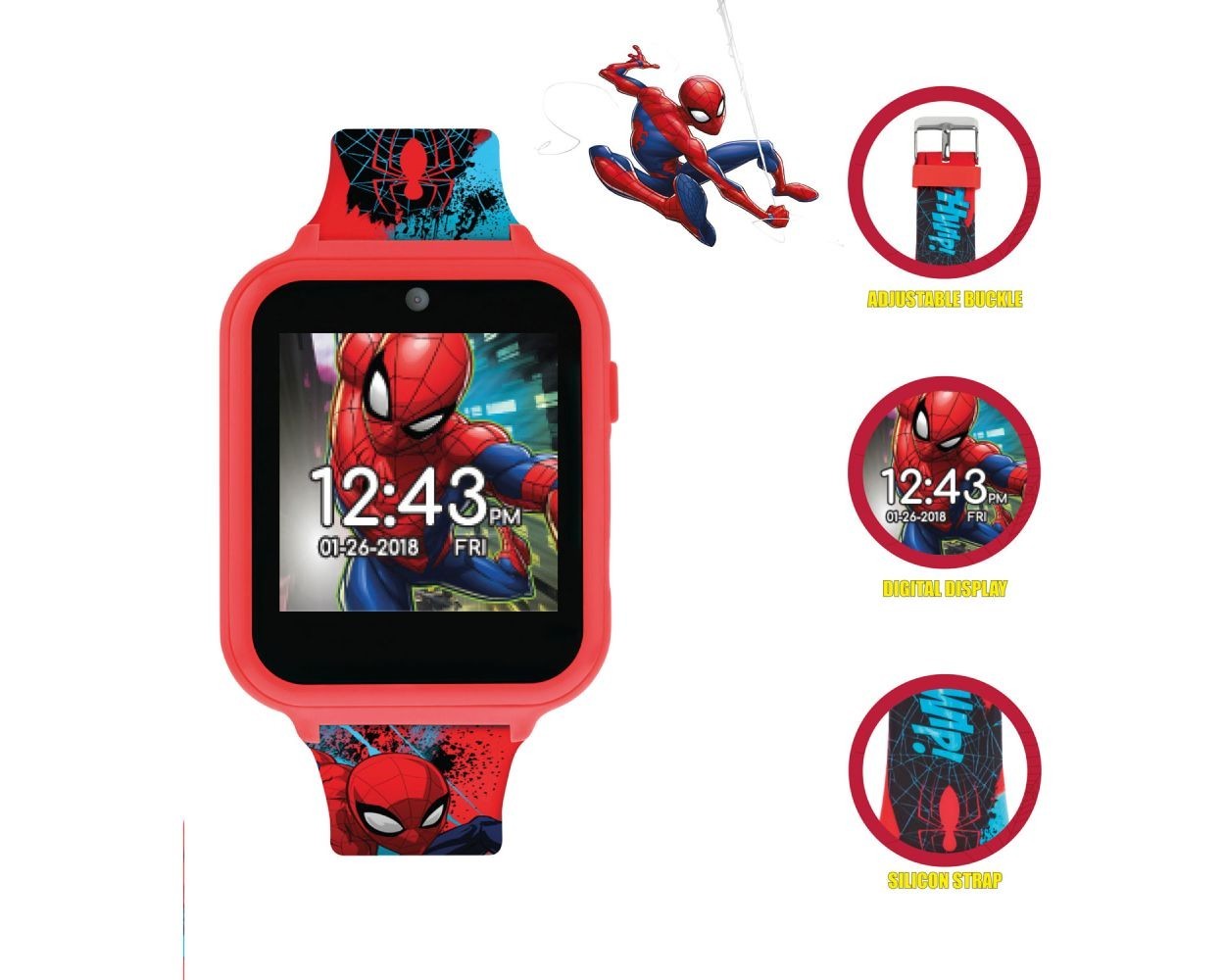 SPIDER-MAN Digital WATCH ~ Touchscreen w/ Games Video Camera Alarm ~ MARVEL