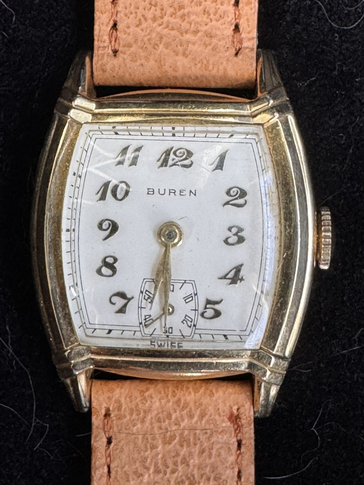 Vintage Buren Art Deco Men’s Wristwatch, c. 1930s, 10K RG Plate & just serviced.