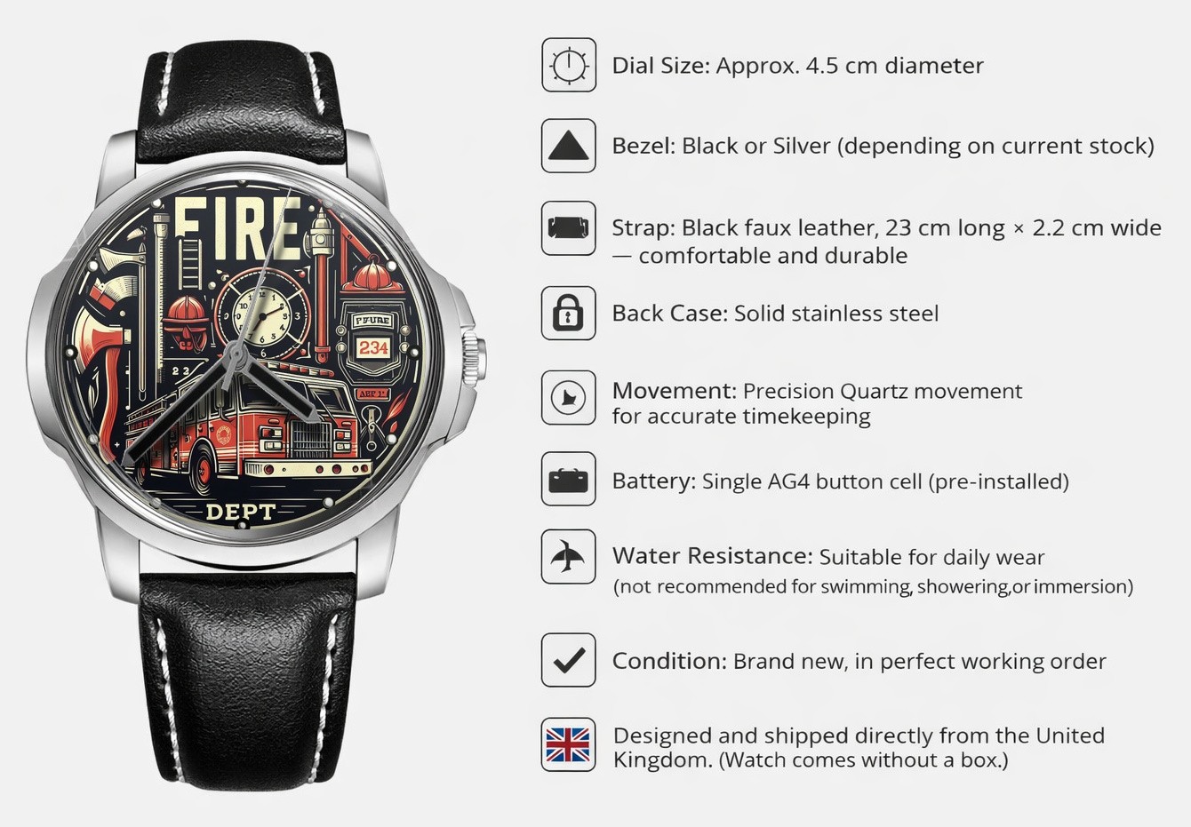 Fire Fighter Gift For Fire Dept Hero’s Unique n Very Beautiful Gift Wrist Watch