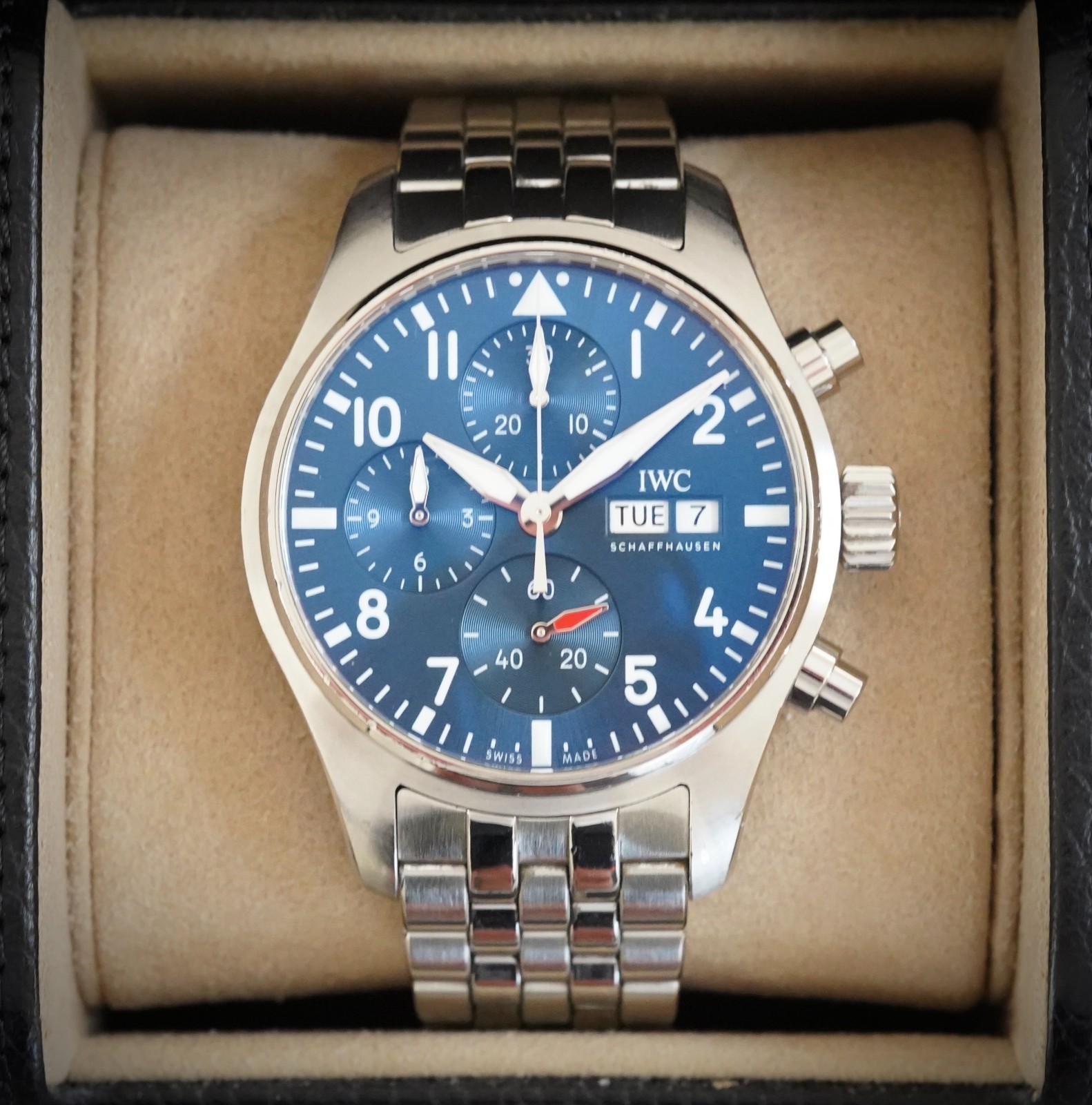 IWC Pilot Chronograph 41mm Blue Dial IW388102 Full Set Excellent Condition