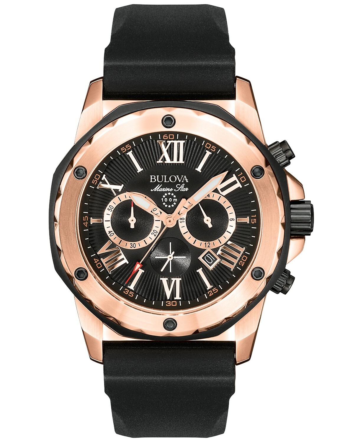 Bulova Men’s Chronograph 44mm 98B104 Black Rubber Strap Watch F2226