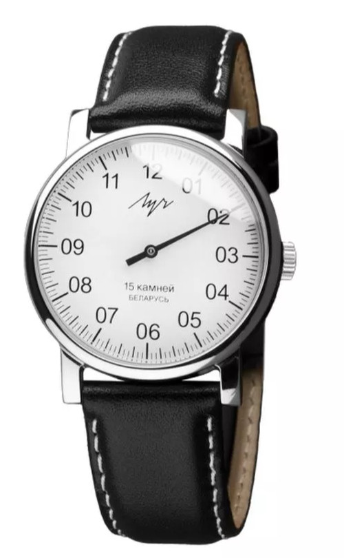 Luch Single Hand Mechanical Mens Watch 36mm White Dial Stainless Steel Leather
