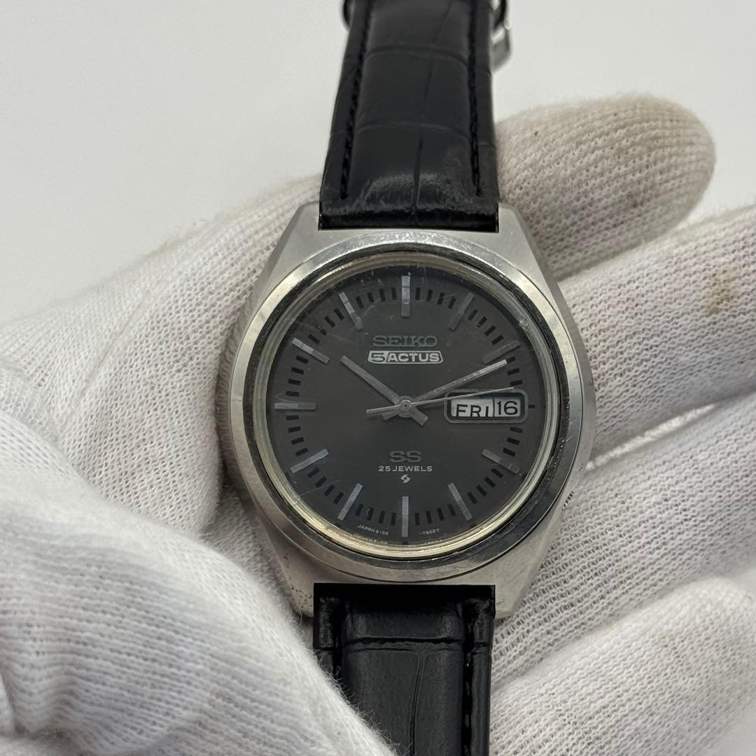 SEIKO 5 Automatic Actus SS Day Date Black working From Japan