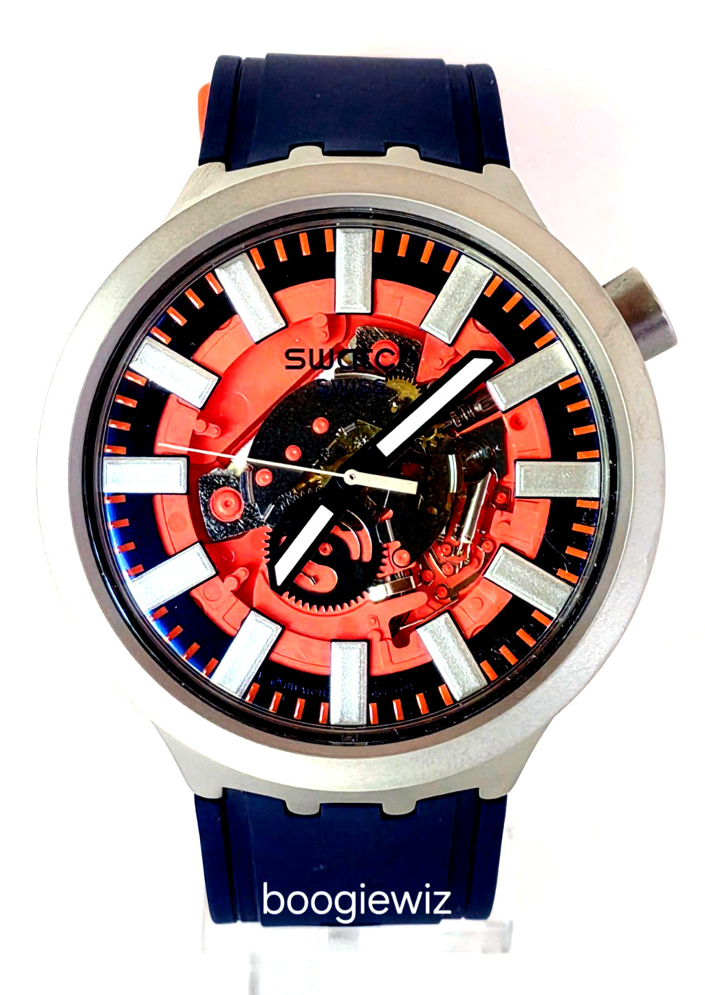 SWATCH BIG BOLD, SWISS MADE, “ORANGE IN THE WORKS” WATCH, SB07S114 NEW IN BOX
