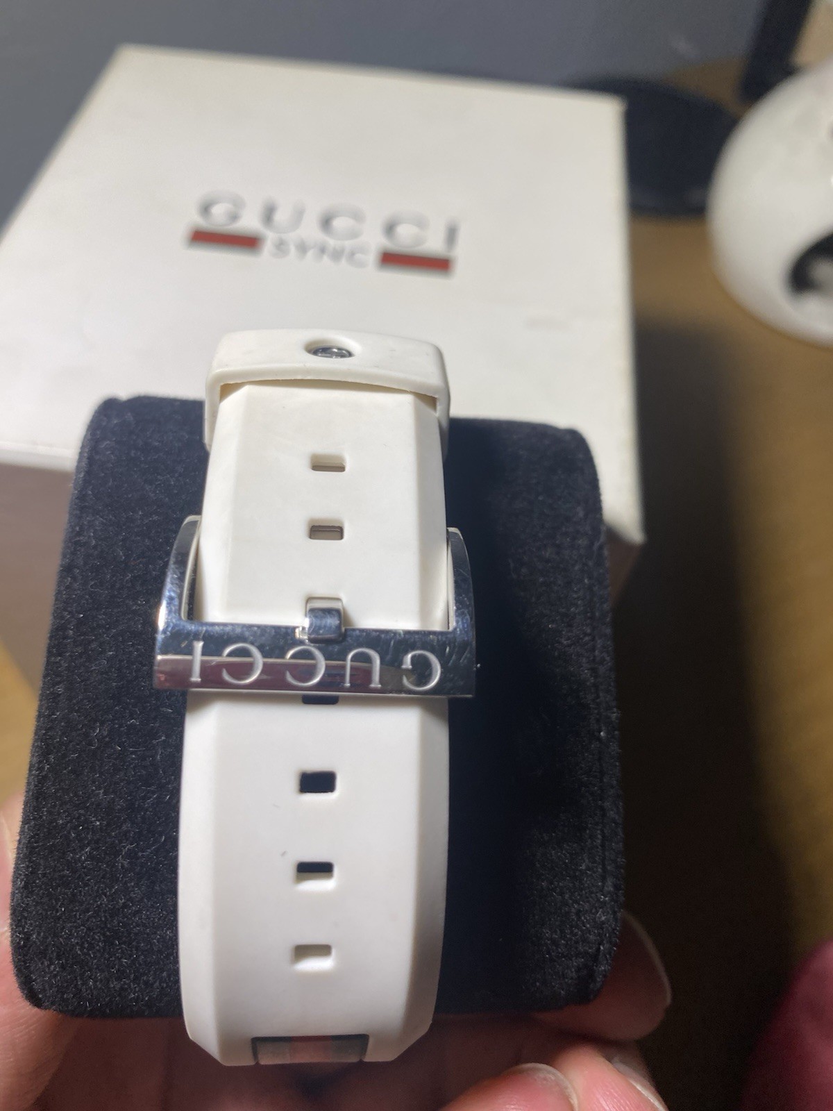 Gucci Sync 46mm Clear Transparent Nylon Case with White Rubber Straps