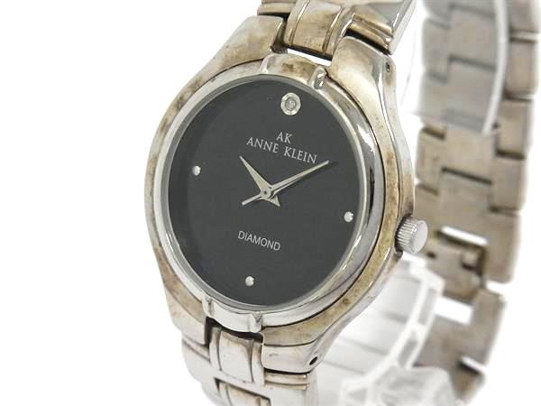 [A1R] Anne Klein DJ8039 Genuine Diamond Accent Silver Black Quartz [r9v]