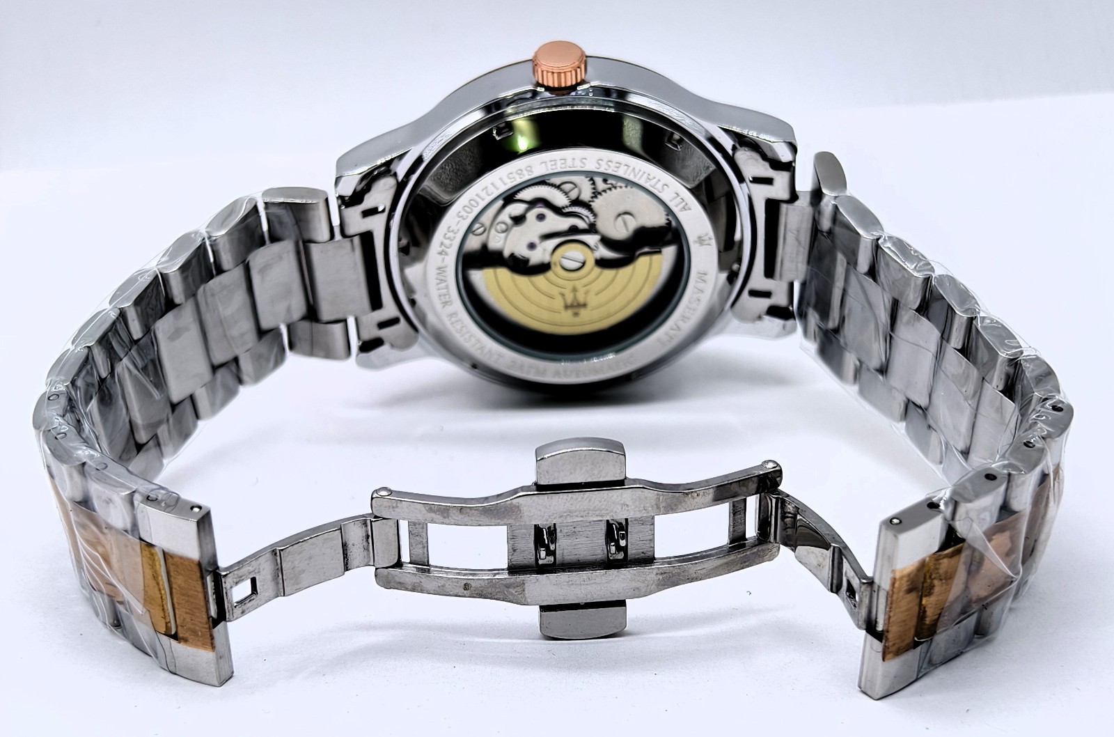 Excellent Maserati White Dial Automatic Dual Tone Band Men’s Wrist Watch