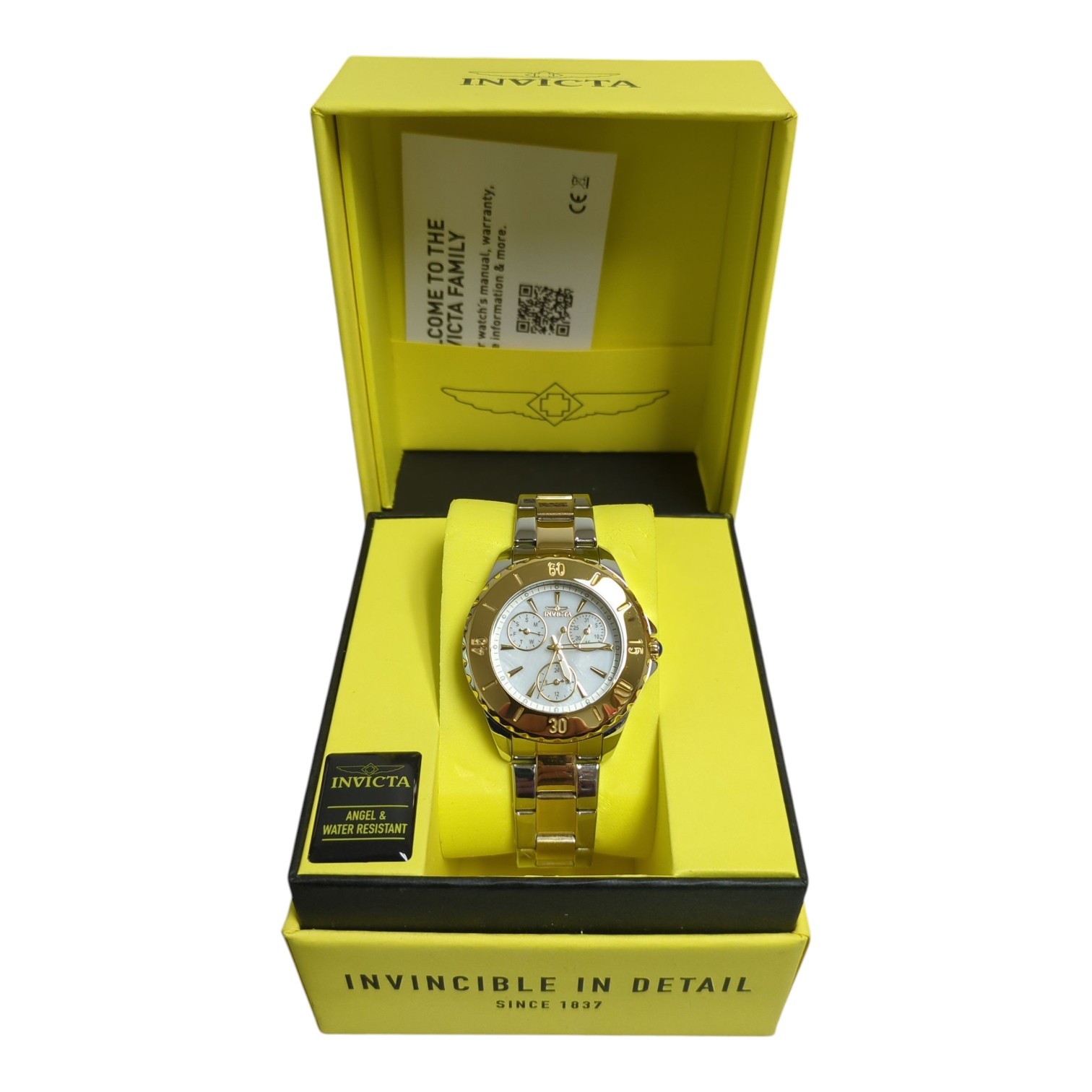 Invicta Women’s Angel Quartz 38mm Two Tone, White Dial