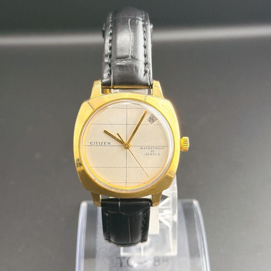 Citizen Waterproof 12701 Manual Wind Cushion Case Date Watch