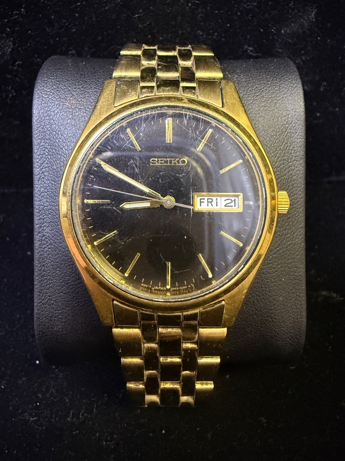 🏆 Vintage Seiko Quartz 7N43-9040 Gold Tone Men’s Dress Watch | Black Dial
