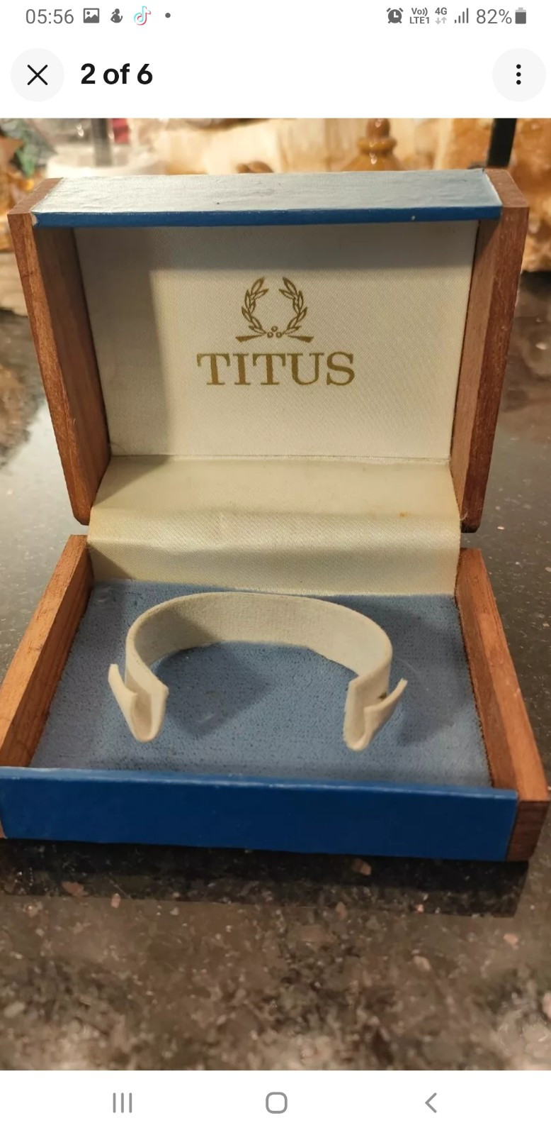 Antique Titus blue rectangle watch box and Garentee Card Titus Antique watches