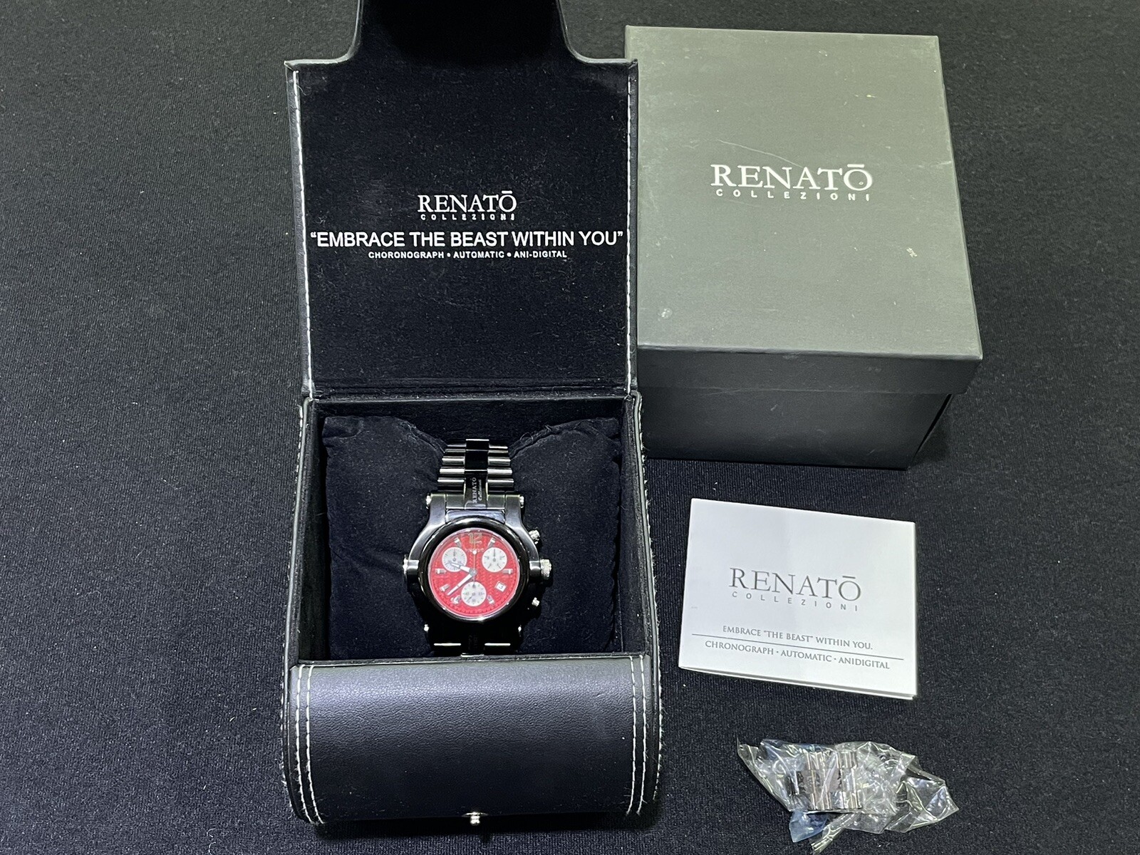 Renato G10.71A Beast Colleziani Black Red Carbon Fiber Dial Chronograph Watch