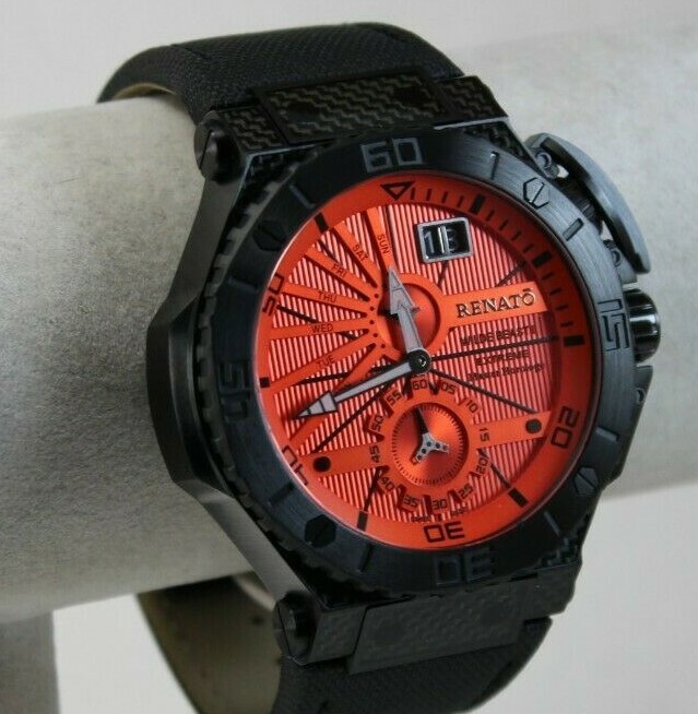 Men’s Renato Swiss Made Wilde Beast II Extreme Watch, Ronda 7004, Red Retro Dial