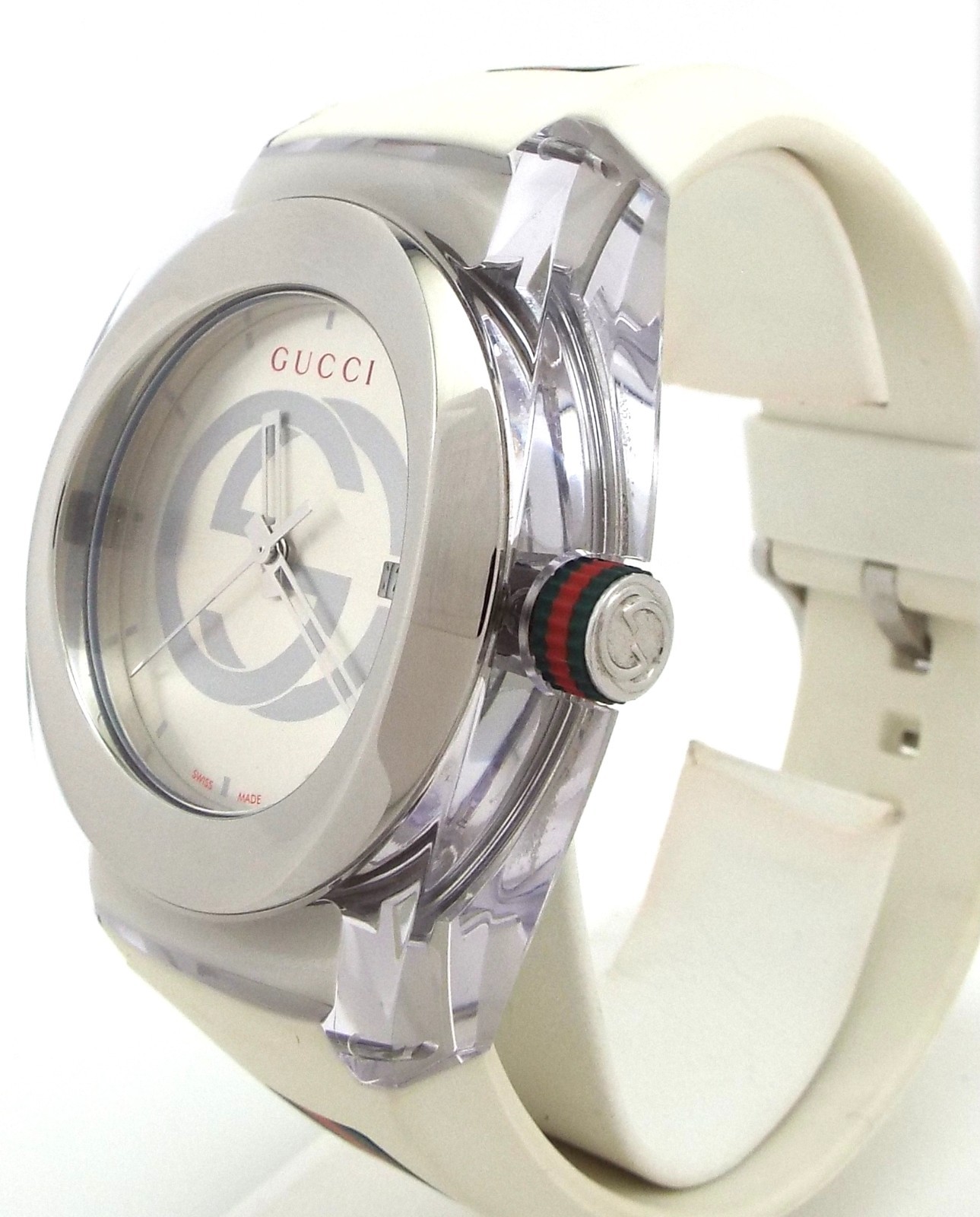 Gucci – Sync – Quartz – YA137302 – Silver Dial – White Band Ladies Watch ~#0030