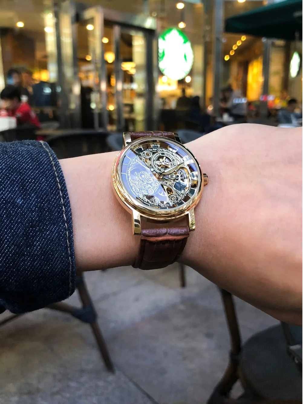 WINNER Mechanical Luxury Leather Elegant Skeleton Automatic Men’s Watch