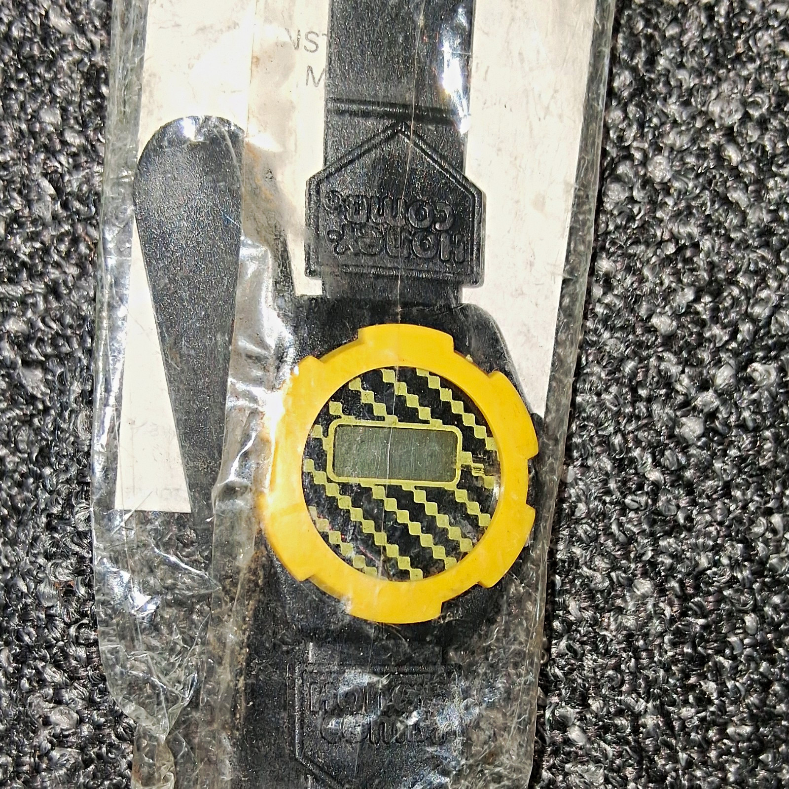 Honeycomb Unisex Kids Digital Quartz Watch Yellow Case Black Plastic Strap