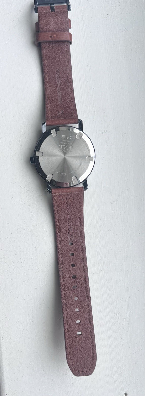 Movado Bold Thin Quartz Blue Dial Brown Leather Strap Men’s Watch 3600830