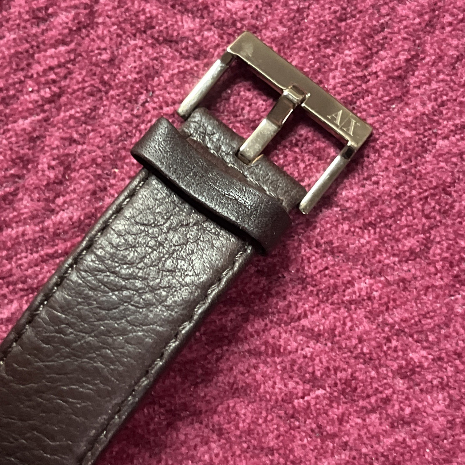 Watch Chronograph Dark Brown Leather Strap 45mm Ax2090