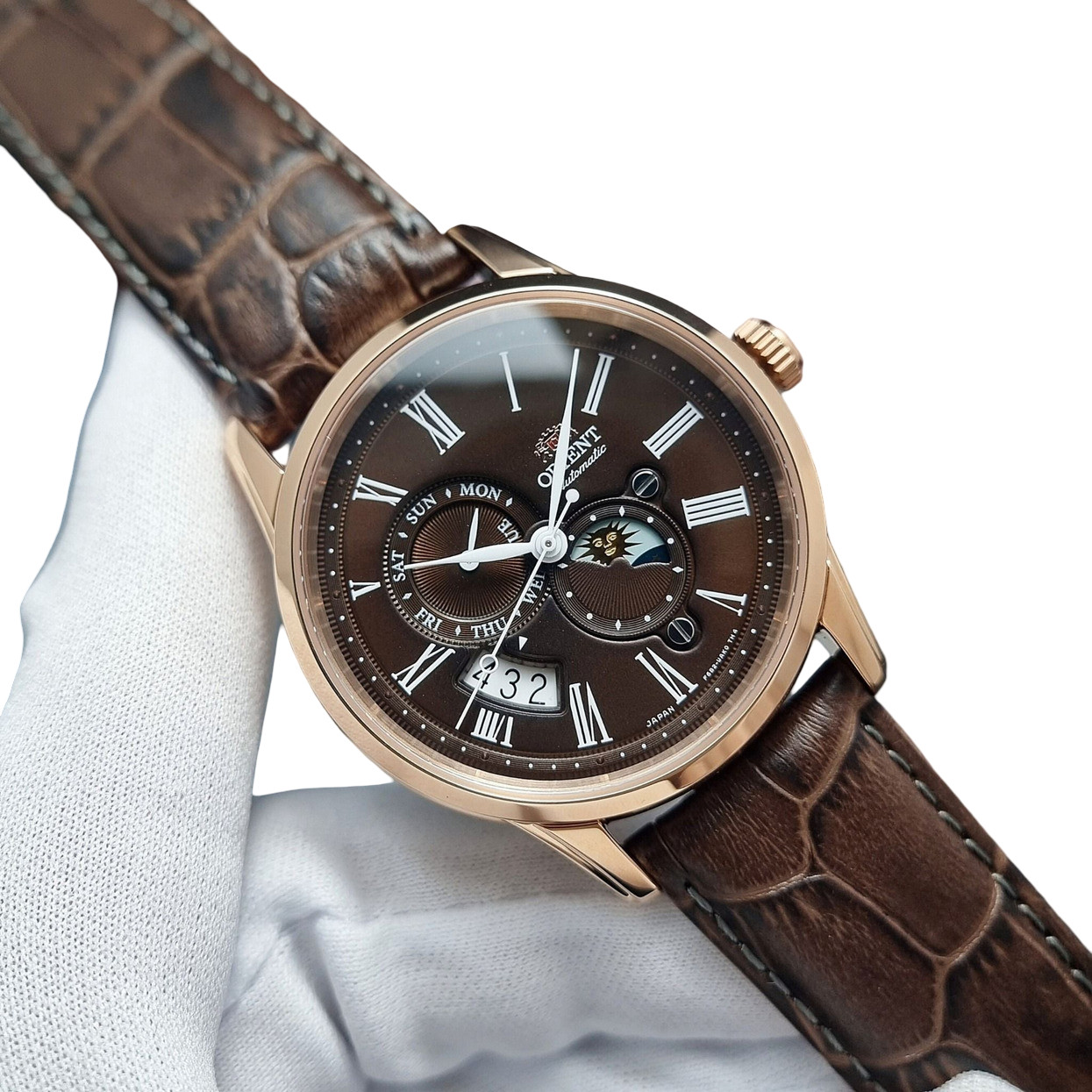 Orient Sun & Moon Brown Dial Automatic Sapphire Crystal RN-AK0002Y Men’s Watch