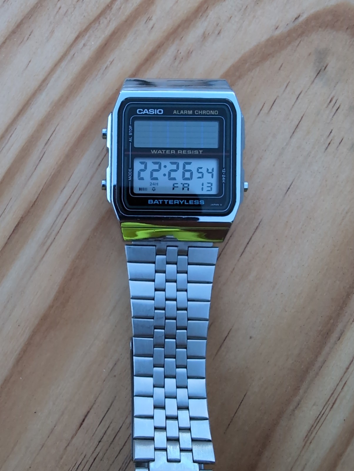 Casio AL180 Alarm Chronograph Watch Vintage Solar Wristwatch Classic