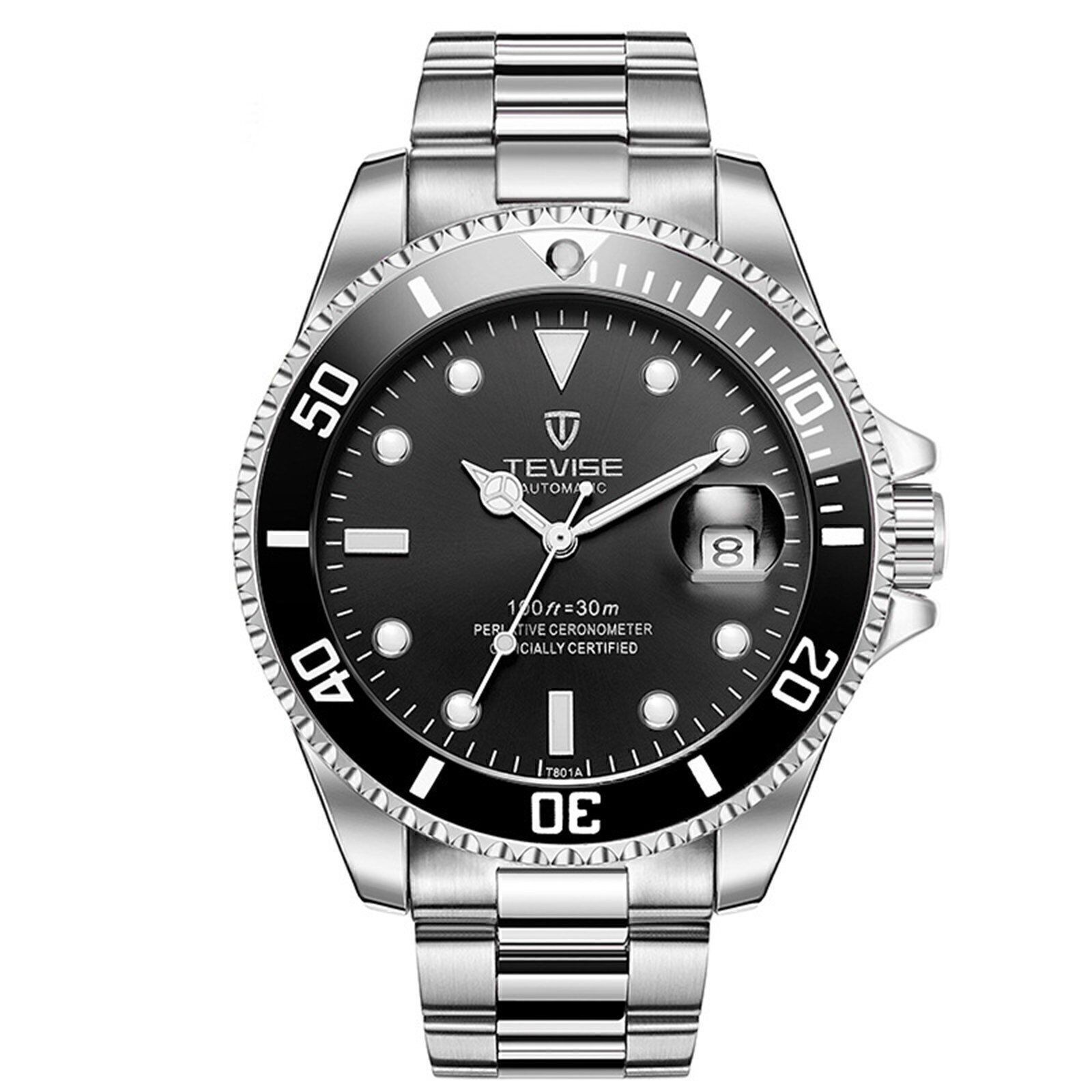 TEVISE Automatic Mechanical Stainless Steel Date Watch Waterproof Luminous Gifts