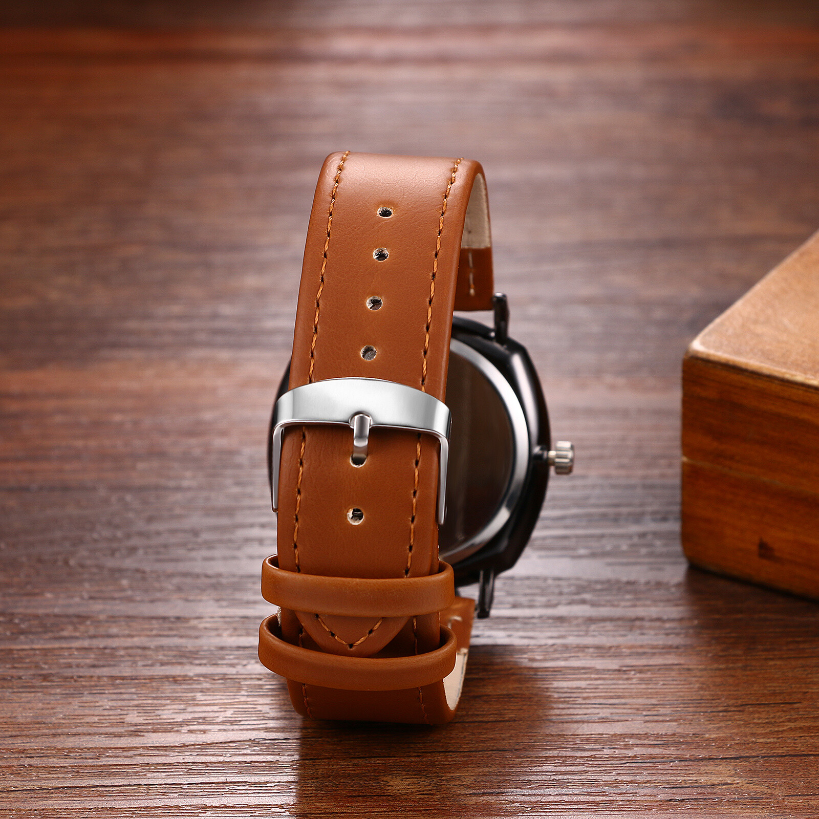 Simple Casual Men’s Large Digital Dial PU Leather Band Quartz Analog Wrist Watch