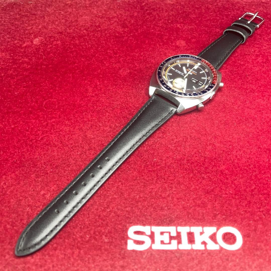 Seiko 5 Speedtimer Pepsi Automatic Watch Black Vintage 1970s Japan 0712669