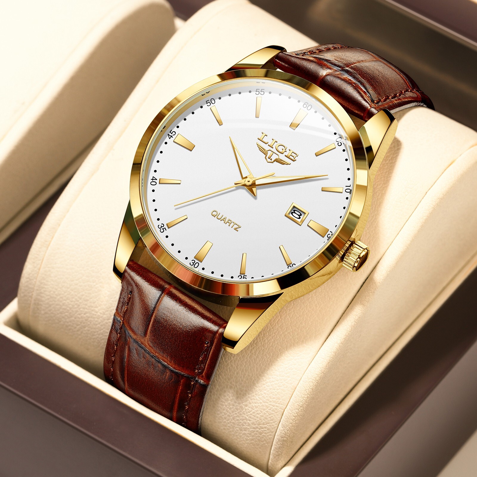 LIGE Men Watch Business Quartz Date Luminous Women Dress Wrist Watch Waterproof