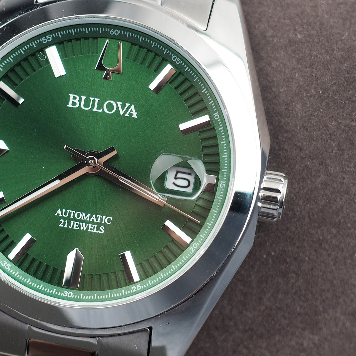 Bulova Surveyor Automatic Green Dial Stainless Steel Men’s Watch 39 mm – 96B429
