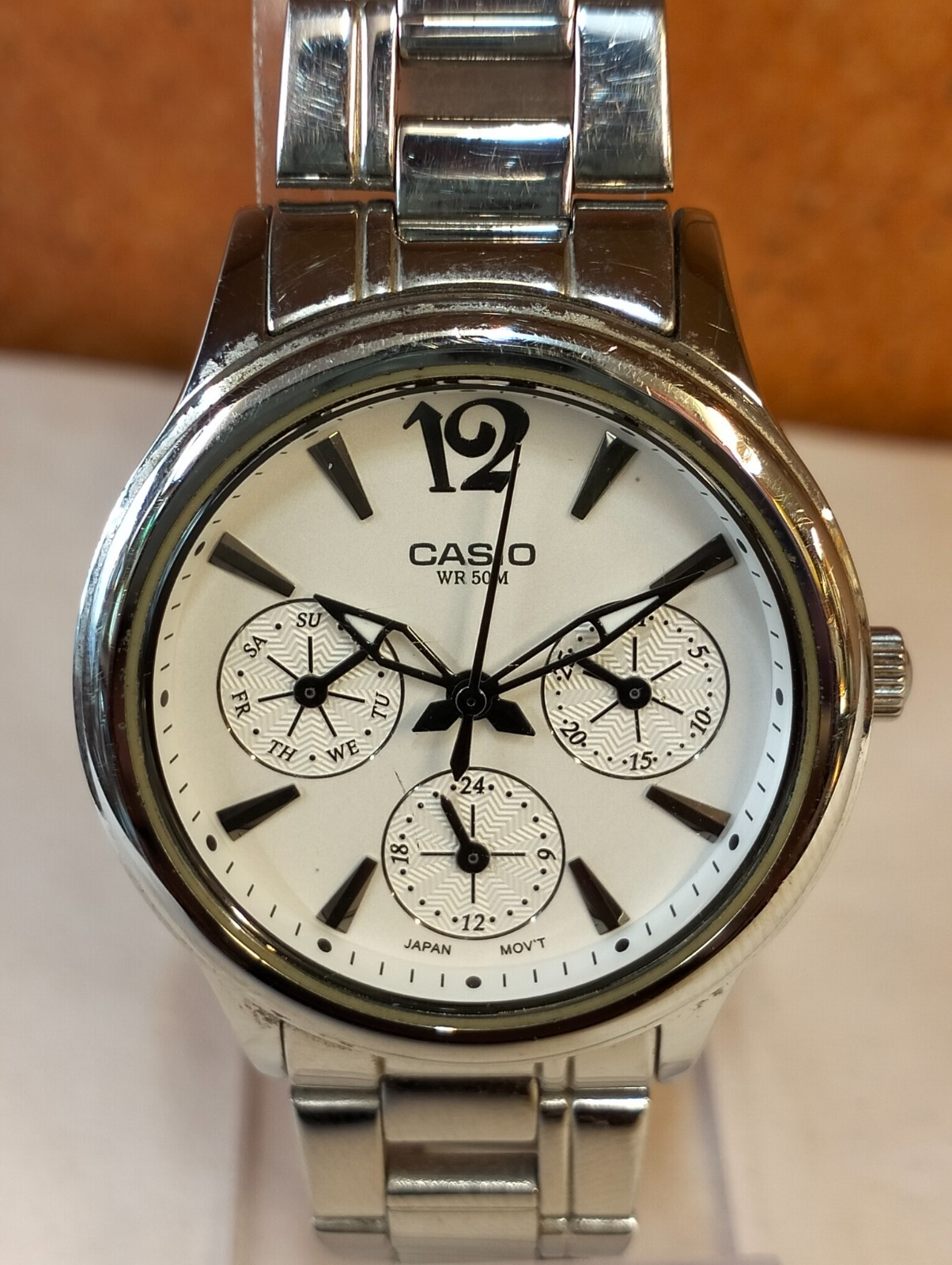 MULTIFUNCTION QUARTZ WHITE DIAL LTP-2085 JAPAN WOMEN’S FULL WORK ALL ORG.