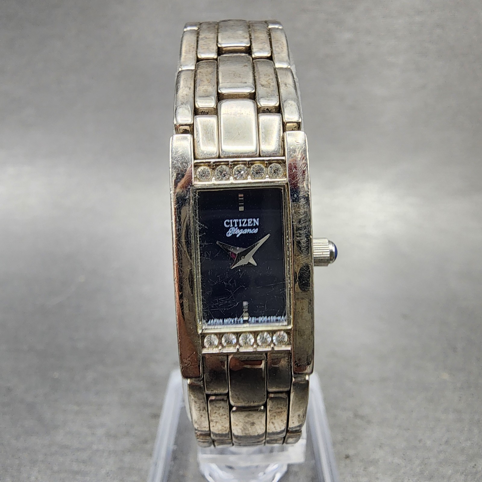 Citizen Elegance Tank Watch Women 14mm Blue Dial Silver Tone 5421-S91611 New Bat