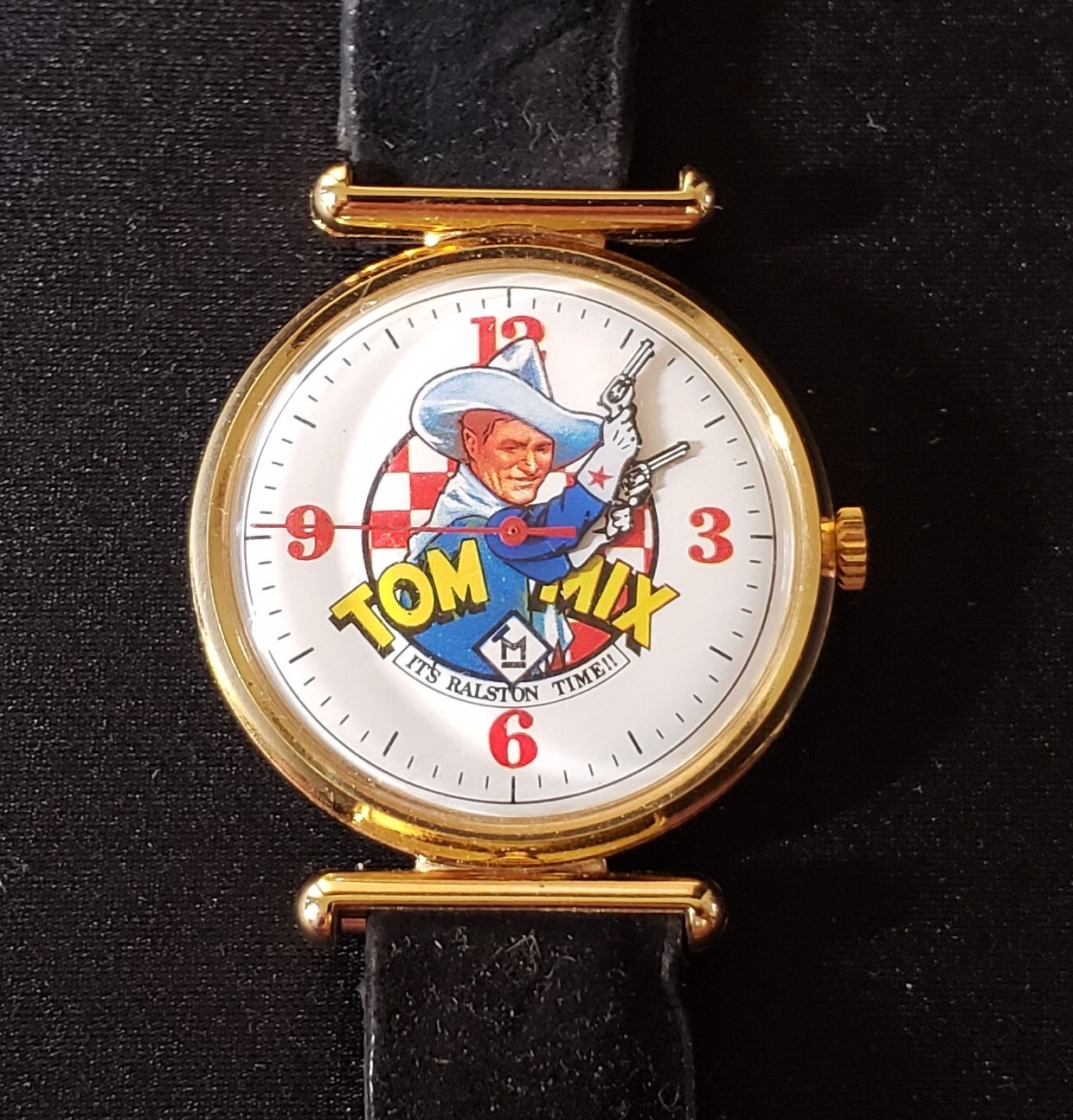 Vintage wind-up Tom Mix Ralston Six Shooter Advertising Character Watch READ