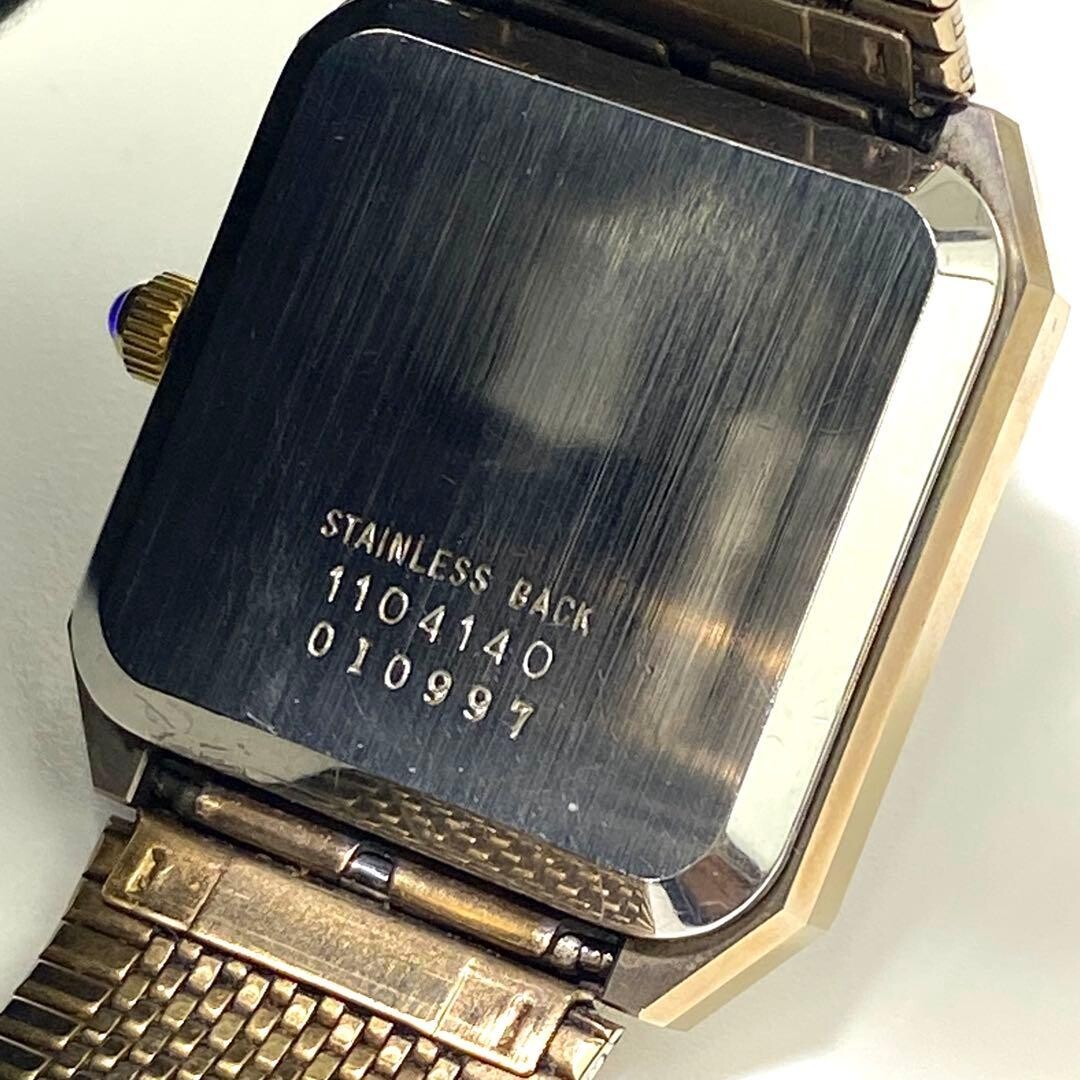TECHNOS Wristwatch Borazon Quartz Date Display Gold Vintage Authentic From Japan