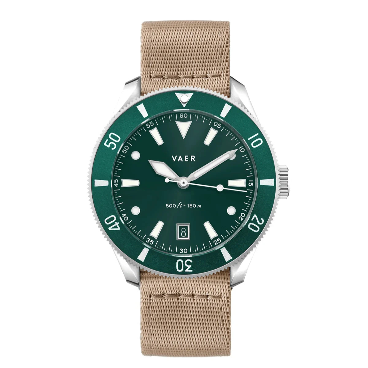Vaer DS2 Meridian Green Quartz Dive Watch 42MM (Two bands included) – New in Box