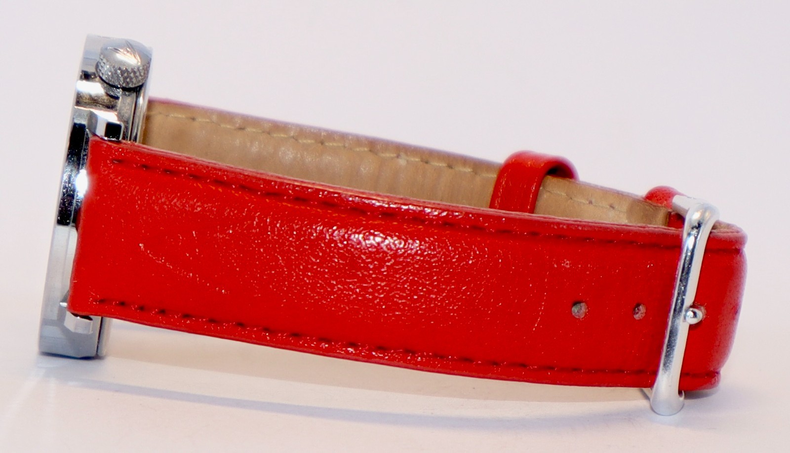Akteo J.C. Mareschal Flower Theme Watch Flowers & Sunshine Red Leather Band